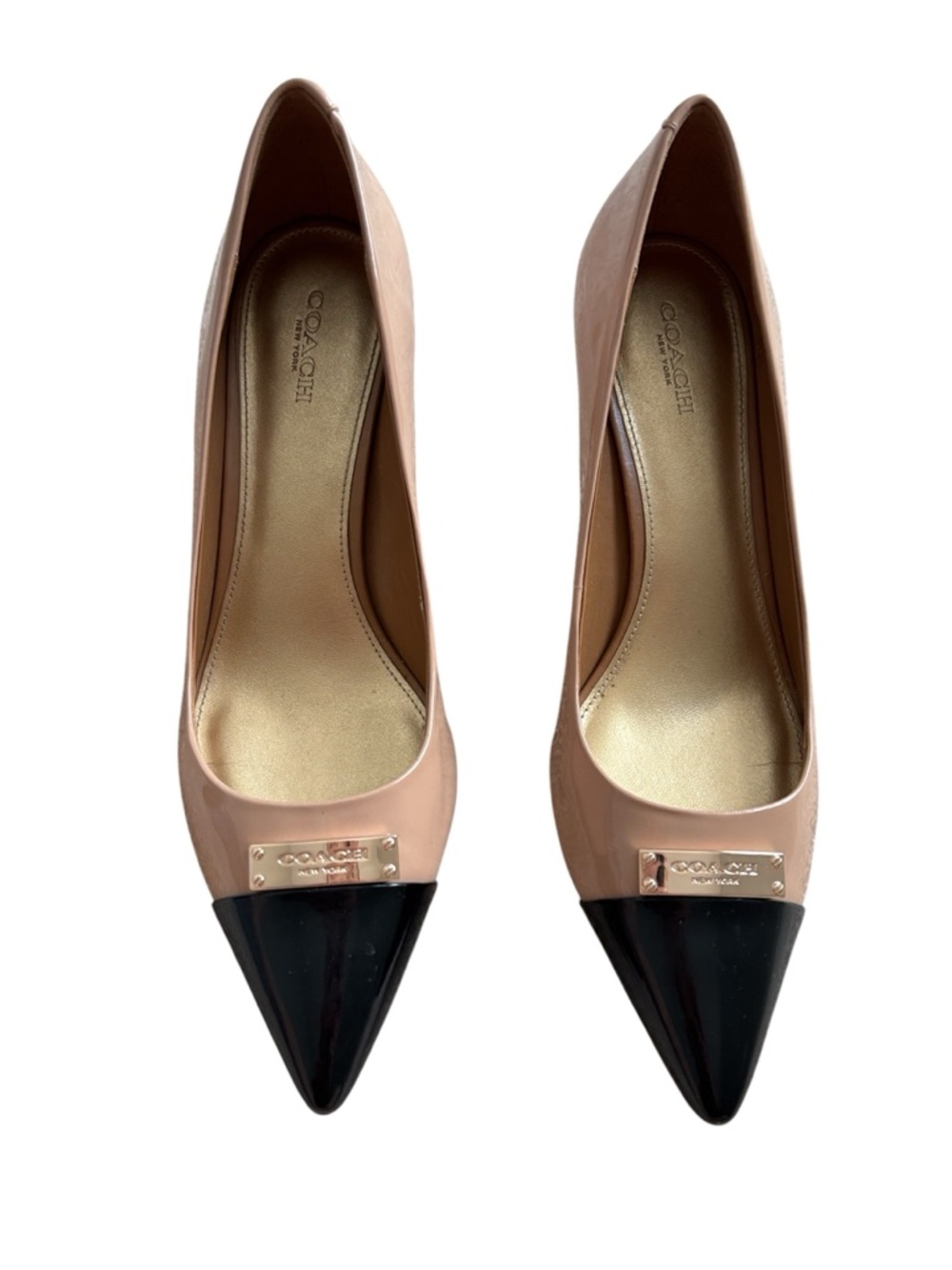 Coach Two-Tone Nude and Black Pointed-Toe Pumps sz 9.5 B